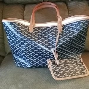 Goyard St Louis PM gold coated canvas tote Brown